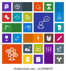 Modern, simple, colorful vector icon set with room, red, knife, bathroom, shop, white, complete, dont, graphic, wine, hipster, monster, restaurant, fitness, alien, bike, fork, online, video, ufo icons