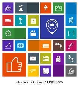 Modern, simple, colorful vector icon set with tv, food, find, hand, entertainment, industrial, bugle, storehouse, burger, flame, cheeseburger, internet, air, fence, warehouse, snack, hotel, job icons