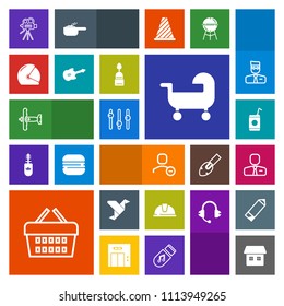 Modern, simple, colorful vector icon set with people, employer, safety, plane, home, store, basket, sale, market, tripod, helmet, glass, art, military, equality, aircraft, beverage, creative icons