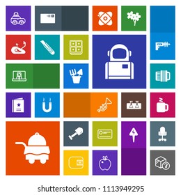 Modern, simple, colorful vector icon set with accordion, room, service, sand, internet, musical, plastic, communication, travel, cosmos, jazz, cosmonaut, weight, finance, bugle, astronaut, toy icons
