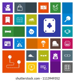 Modern, simple, colorful vector icon set with extreme, cook, oven, hat, cute, tie, point, map, holiday, voice, printer, poker, parachuting, loudspeaker, jump, ninja, elegance, play, travel, cap icons