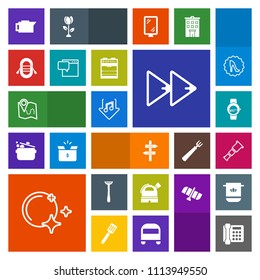 Modern, simple, colorful vector icon set with audio, internet, observatory, space, sound, map, drink, way, espresso, star, oven, ship, business, chat, sailboat, communication, location, message icons
