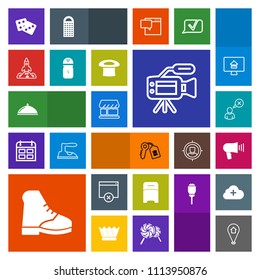 Modern, simple, colorful vector icon set with gambling, furniture, success, dice, internet, location, camera, house, casino, science, restaurant, space, bed, pin, curtain, shop, online, service icons