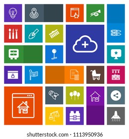 Modern, simple, colorful vector icon set with cooking, internet, construction, fork, drawer, business, war, shovel, falling, financial, equipment, computer, bulb, energy, house, nuclear, finance icons