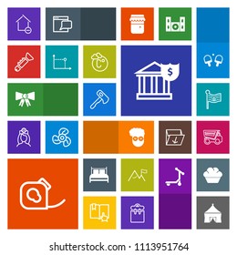 Modern, simple, colorful vector icon set with friction, vehicle, apartment, retro, bed, bank, construction, removal, white, element, home, hipster, axe, america, insulating, tent, screwdriver icons