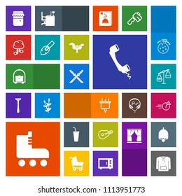 Modern, simple, colorful vector icon set with communication, night, guitar, technology, clothing, man, sport, katana, musical, room, weight, white, honey, food, electric, jacket, internet, hotel icons
