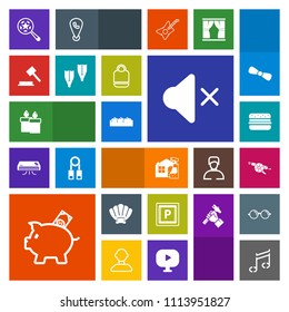 Modern, simple, colorful vector icon set with candle, spray, note, flipper, cleaner, sound, war, law, weapon, street, music, nature, sea, volume, marine, hamburger, transport, food, decoration icons