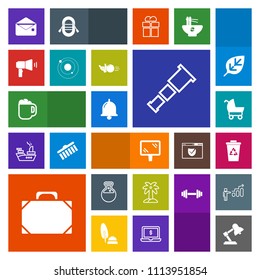 Modern, simple, colorful vector icon set with lamp, equipment, coffee, carriage, garbage, recycling, ring, street, night, tool, space, communication, fashion, envelope, object, leather, sign icons