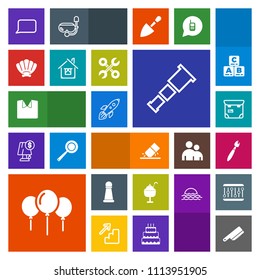 Modern, simple, colorful vector icon set with strategy, birthday, speech, decoration, cream, cutlery, paint, launch, fork, chess, education, dessert, rubber, knife, night, king, sky, eraser, ice icons