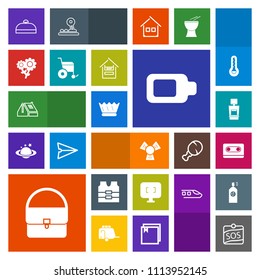 Modern, simple, colorful vector icon set with spring, flower, trip, suitcase, nature, bag, vest, computer, king, cold, floral, home, window, cooler, label, sos, protective, retro, wheelchair icons