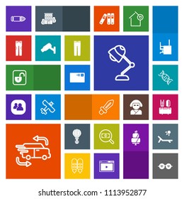 Modern, simple, colorful vector icon set with delivery, security, sunglasses, electricity, fashion, restaurant, mail, style, horizontal, letter, jump, medieval, extreme, find, parachuting, dna icons