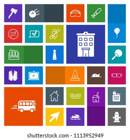Modern, simple, colorful vector icon set with chess, medical, ladder, department, ping, sunglasses, water, carnival, medicine, safety, axe, strategy, analysis, masquerade, table, tool, sun, road icons
