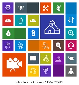 Modern, simple, colorful vector icon set with internet, building, projection, motel, air, tool, audio, library, screen, label, man, bottle, boy, electric, business, aroma, projector, education icons