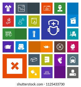 Modern, simple, colorful vector icon set with surgeon, building, ball, sign, dump, hospital, truck, dress, book, female, notebook, material, human, transport, pin, person, delivery, sport, asia icons