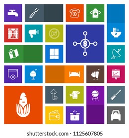Modern, simple, colorful vector icon set with old, dollar, crane, metal, business, money, location, bed, travel, healthy, lock, curtain, furniture, technology, dish, home, key, water, mobile icons