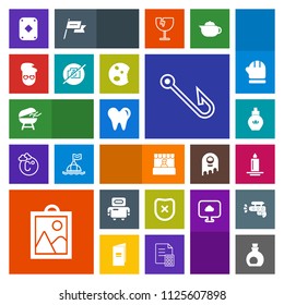 Modern, simple, colorful vector icon set with light, robot, oil, beauty, hook, aroma, fashion, perfume, store, bottle, mediterranean, closed, poker, futuristic, dental, olive, white, healthy icons