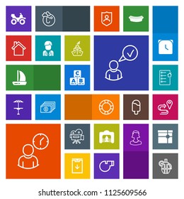 Modern, simple, colorful vector icon set with bike, toy, christmas, map, weapon, grenade, tripod, fire, pool, video, profile, extreme, estate, summer, child, warm, hand, quad, camera, water, war icons