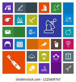Modern, simple, colorful vector icon set with clean, musical, communication, white, hot, file, add, parachute, finance, table, knife, extreme, fork, money, coin, transport, technology, jump, bag icons