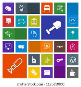 Modern, simple, colorful vector icon set with bomb, nuclear, technology, communication, map, construction, sale, shovel, boy, war, list, mouse, computer, beauty, supermarket, fun, business, cup icons