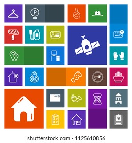 Modern, simple, colorful vector icon set with business, travel, internet, office, space, cloakroom, desk, estate, work, musical, location, dentist, technology, dinner, real, send, hanger, meal icons