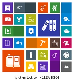 Modern, simple, colorful vector icon set with sheriff, texas, book, technology, folder, broom, planet, literature, science, wash, communication, laboratory, tea, teapot, ball, research, machine icons