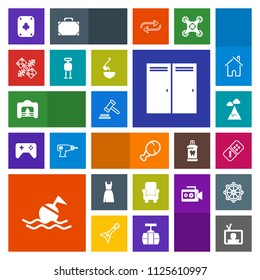 Modern, simple, colorful vector icon set with landscape, white, poker, food, door, communication, tv, row, satellite, chicken, courthouse, fireplace, justice, technology, help, furniture, play icons