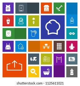 Modern, simple, colorful vector icon set with antenna, cocktail, water, poker, uniform, coffee, wireless, sport, style, game, chef, summer, cement, mixer, cook, glasses, office, upload, kitchen icons