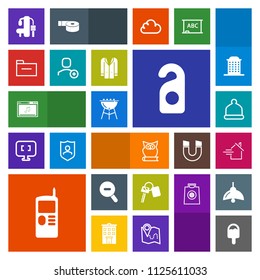Modern, simple, colorful vector icon set with exercise, business, label, web, bird, property, document, telephone, head, cell, cap, bbq, grill, privacy, sport, barbecue, file, music, car, home icons