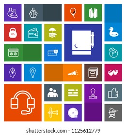 Modern, simple, colorful vector icon set with layout, beer, tape, technology, laboratory, business, microphone, notepad, lamp, scale, equipment, drink, shine, grill, bar, notebook, audio, bank icons