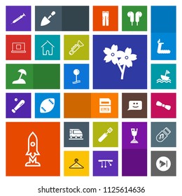 Modern, simple, colorful vector icon set with computer, document, kitchen, data, map, technology, island, transport, van, sakura, bow, file, pan, music, rocket, spring, transportation, yacht icons