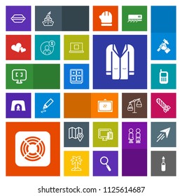 Modern, simple, colorful vector icon set with coat, pin, shopping, air, location, travel, power, laptop, outfit, tool, television, lettuce, old, internet, home, fashion, pc, credit, bomb, room icons