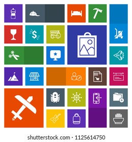 Modern, simple, colorful vector icon set with currency, fiction, poster, billboard, cut, cleaner, usd, flight, monster, web, aircraft, tool, ufo, travel, alcohol, glass, blank, image, jet, wine icons