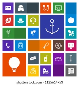 Modern, simple, colorful vector icon set with chat, child, communication, airplane, sign, kid, flight, rudder, birthday, baby, parachuting, monitor, sky, find, search, magnifying, computer, bomb icons