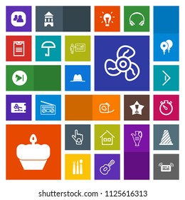 Modern, simple, colorful vector icon set with index, building, friction, dessert, house, right, fan, food, timer, finger, insulating, box, cool, notification, play, ventilator, people, package icons
