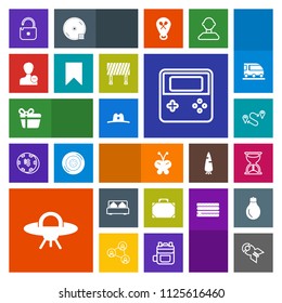 Modern, simple, colorful vector icon set with hour, weapon, falling, spaceship, style, war, white, furniture, holiday, arrow, beauty, box, protection, space, button, fashion, present, nuclear icons