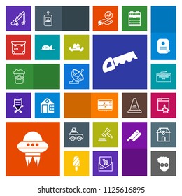 Modern, simple, colorful vector icon set with keyboard, spacecraft, luggage, heart, retro, rod, antenna, satellite, drink, space, bag, car, computer, fish, law, mouse, hipster, legal, fishing icons
