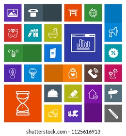 Modern, simple, colorful vector icon set with sale, analytics, website, call, phone, cutter, restaurant, eraser, education, communication, butterfly, business, object, hourglass, service, tree icons
