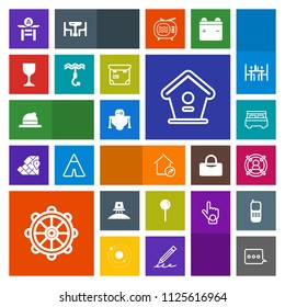 Modern, simple, colorful vector icon set with spaceship, marketing, pin, target, cyborg, message, home, bird, drop, nautical, space, birdhouse, customer, real, taiko, culture, map, wheel, robot icons