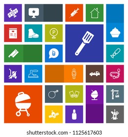 Modern, simple, colorful vector icon set with grill, space, nuclear, pan, ringing, falling, underwater, technology, car, snorkel, boot, red, mask, telephone, kitchen, meat, station, call, water icons