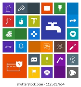 Modern, simple, colorful vector icon set with play, bubble, game, clothing, travel, agriculture, chat, world, white, bank, atlas, estate, home, gardening, building, house, technology, music, pan icons