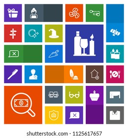 Modern, simple, colorful vector icon set with sport, holiday, flame, chat, boxing, fork, clothing, find, fight, glass, arrow, search, box, alcohol, knife, fashion, candle, spoon, shirt, wax, new icons