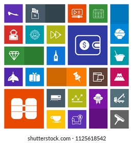 Modern, simple, colorful vector icon set with drink, cash, fashion, science, air, sign, crystal, red, wine, conditioning, tank, conditioner, chinese, business, gem, purse, brush, glass, graph icons