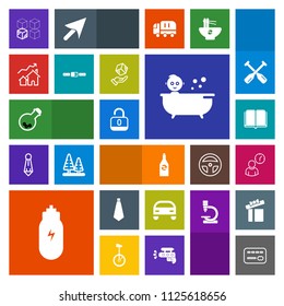 Modern, simple, colorful vector icon set with security, textbook, clock, tie, unlock, money, shower, kid, medicine, bath, drink, child, hour, package, credit, laboratory, open, baby, technology icons