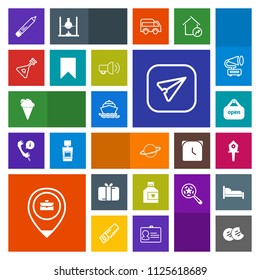 Modern, simple, colorful vector icon set with mouthwash, present, pencil, email, hygiene, mouth, birdhouse, stationery, pen, location, orbit, dental, sign, box, web, nest, communication, yacht icons