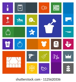 Modern, simple, colorful vector icon set with music, table, work, chinese, gym, hand, noodle, machine, plane, kitchen, travel, sale, cooking, equipment, clothes, play, airport, sandbox, , bag icons