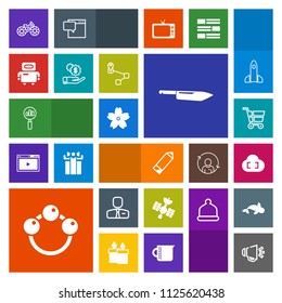 Modern, simple, colorful vector icon set with shop, sign, cart, flower, loudspeaker, spring, pencil, money, infant, satellite, baby, sound, employer, blossom, kitchen, cyborg, speaker, cherry icons