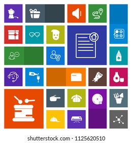 Modern, simple, colorful vector icon set with fish, meal, online, business, seafood, atom, house, breakfast, plastic, molecule, information, sushi, estate, sign, music, milk, dish, bottle, real icons