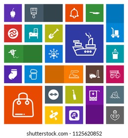 Modern, simple, colorful vector icon set with boat, power, military, white, paper, communication, fashion, gym, anchor, nautical, wax, tooth, fitness, equipment, domestic, decoration, housework icons