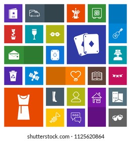 Modern, simple, colorful vector icon set with envelope, care, plant, female, pub, game, message, sign, sunglasses, love, green, background, happy, fashion, profile, nurse, mail, glass, flag, red icons