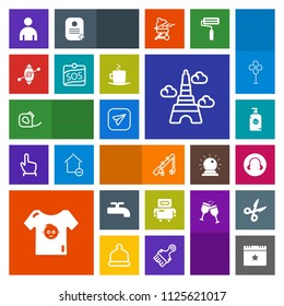 Modern, simple, colorful vector icon set with clothes, sailboat, electrical, fish, futuristic, boy, reel, friction, fun, soap, sport, ship, france, cyborg, rod, crane, internet, eiffel, email icons